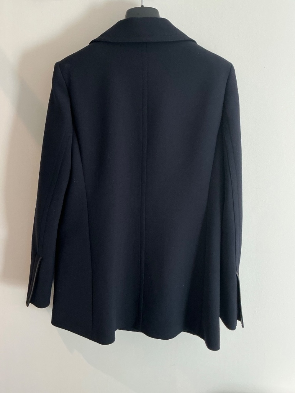 GEORGES RECH Navy Double-Breasted Peacoat with Leather Trim - Size FR 38 / US 6 - Picture 2 of 7